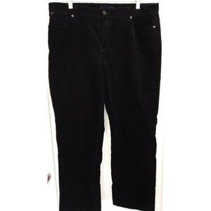 TALBOTS 16 Heritage Black Cotton/Lycra Straight Leg Baby Wale Corduroy Pants